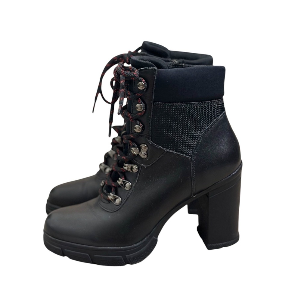 ALDO Tipula Black‎ Lace Up Block Heel Ankle Boot Side Zip Grunge Women's Size 8